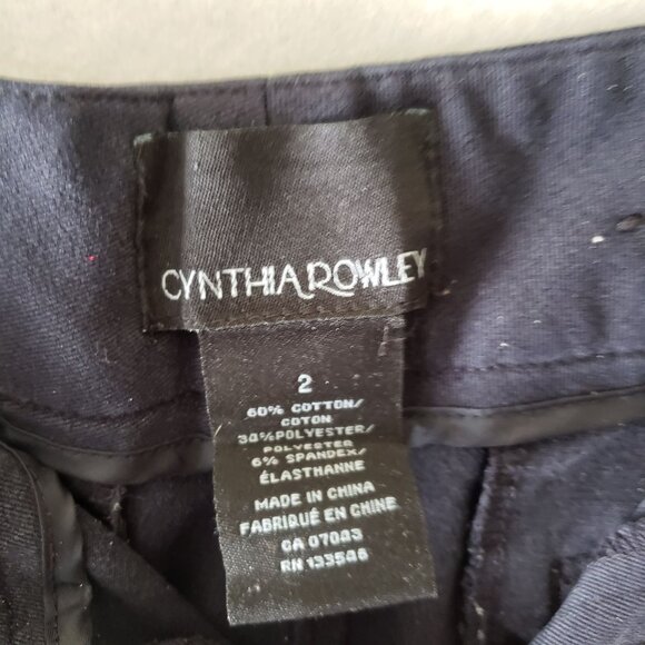 Cynthia Rowley Womens Navy Blue Pants 2 Cotton Stretch Slim Fit Side Pockets - Picture 4 of 10